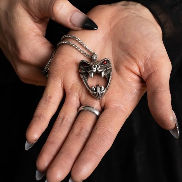Alchemy Gothic Red Necklaces for Women | Mercari Alchemy Gothic Snake Bite Naeddre Necklace Fierce Viper Red Eyes Pendant
